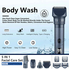 Professional 5 in 1 Complete Body Grooming System – IPX6 Waterproof Cordless Shaver & High Precision Trimmer Kit