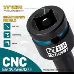 10 Pcs 1/2" Drive Impact Hex Bit Socket Set – High Torque Metric Sockets with XPE Storage for Automotive & Machinery Repair