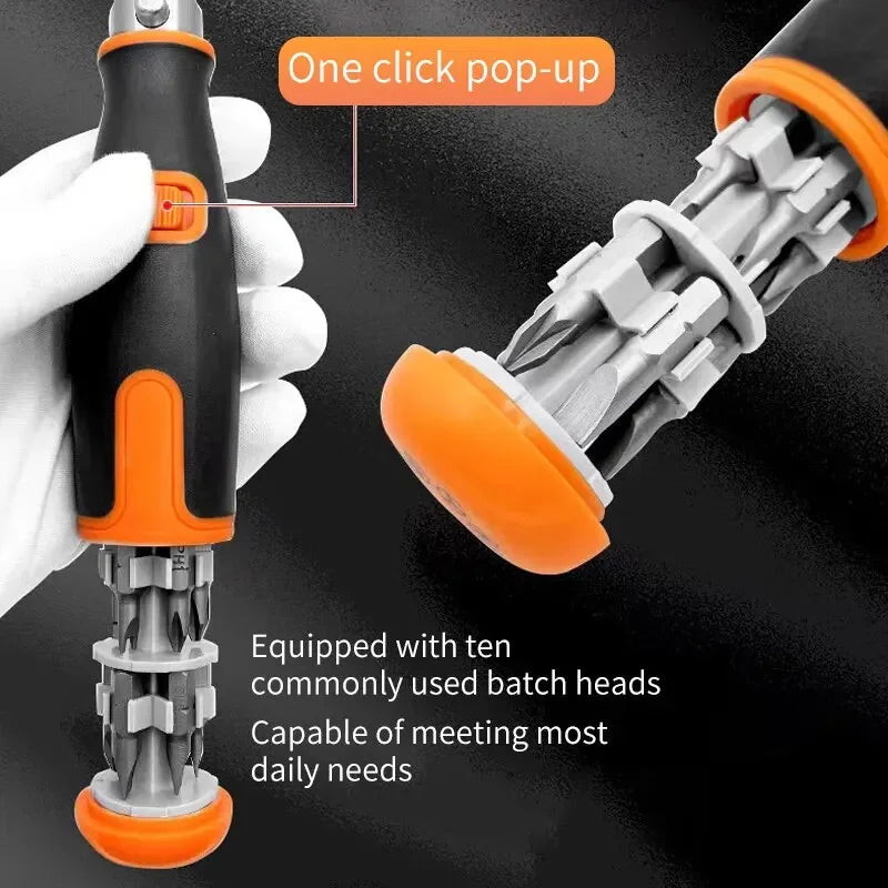 10-in-1 Multi-Angle Portable Ratchet Screwdriver Set