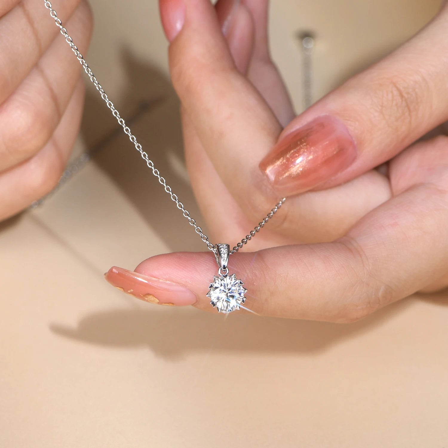 1 Carat Round Brilliant Moissanite Pendant Necklace