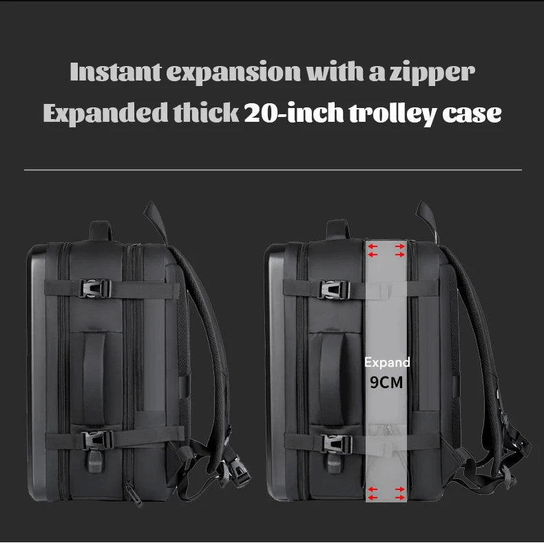 Men’s 17’’ Laptop Hard Shell Backpack 50L Large Capacity Expandable Waterproof Travel USB Charging mochilas de hombre