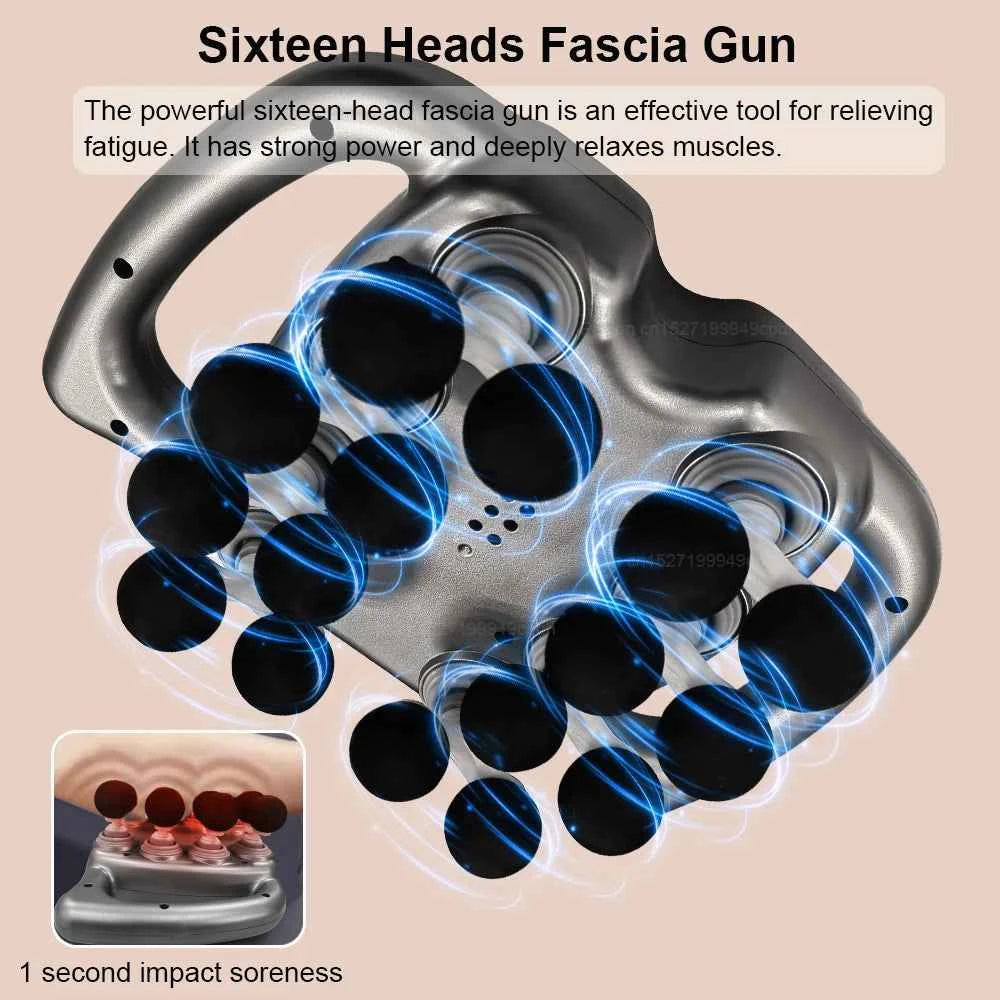 16 Head Professional Fascia Massage Gun – Full Body Wireless Muscle Relaxation System