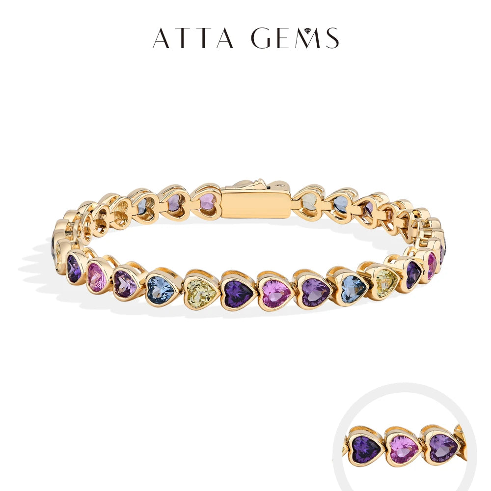 Heart-Shape Sapphire & Zircon Bracelet