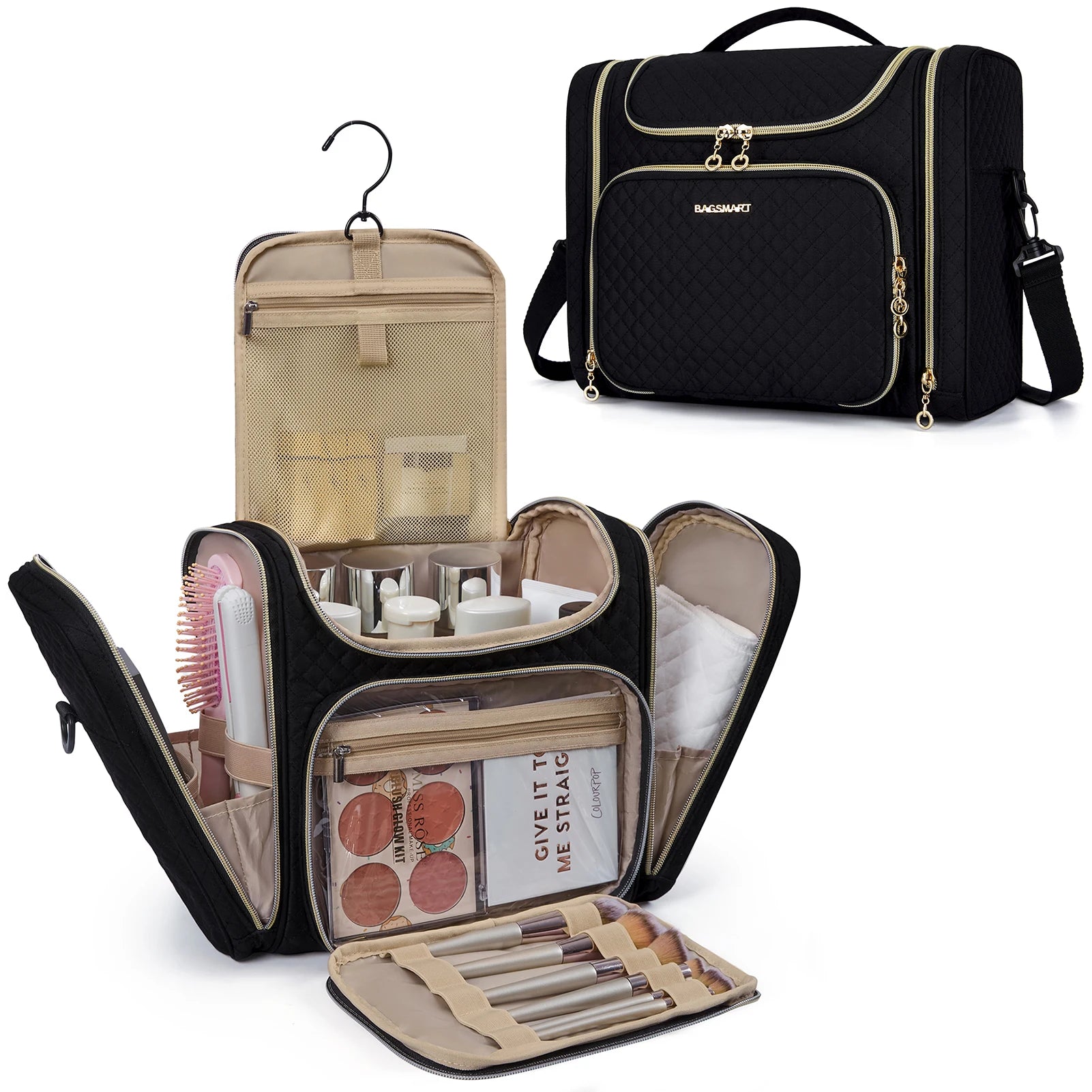 Women's Water-Resistant Makeup Bag – Large Capacity Toiletry & Cosmetic Travel Organiser