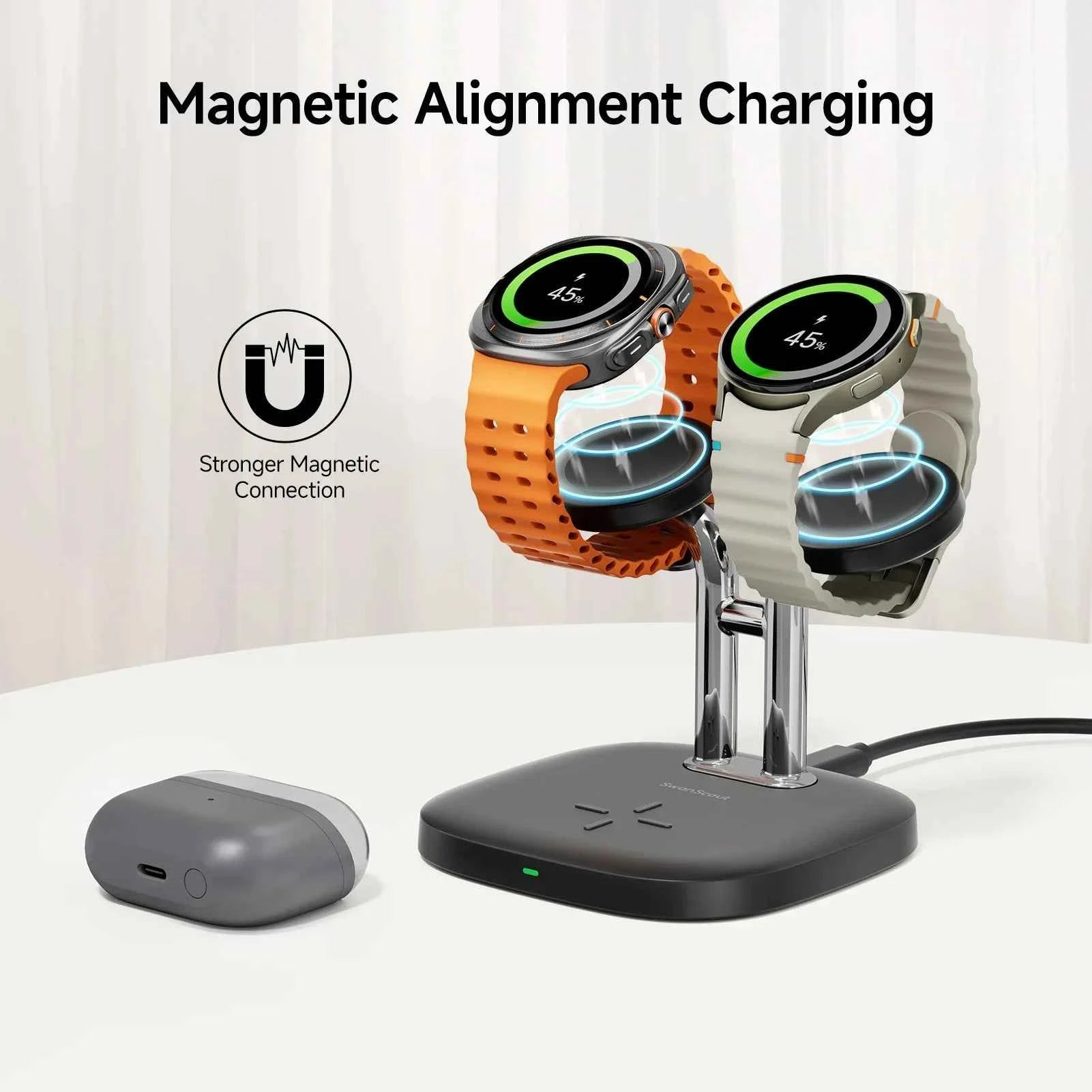 Dual Samsung Watch & Buds Wireless Charging Station | Galaxy Watch Ultra 8 Classic 7 Buds 3 Pro
