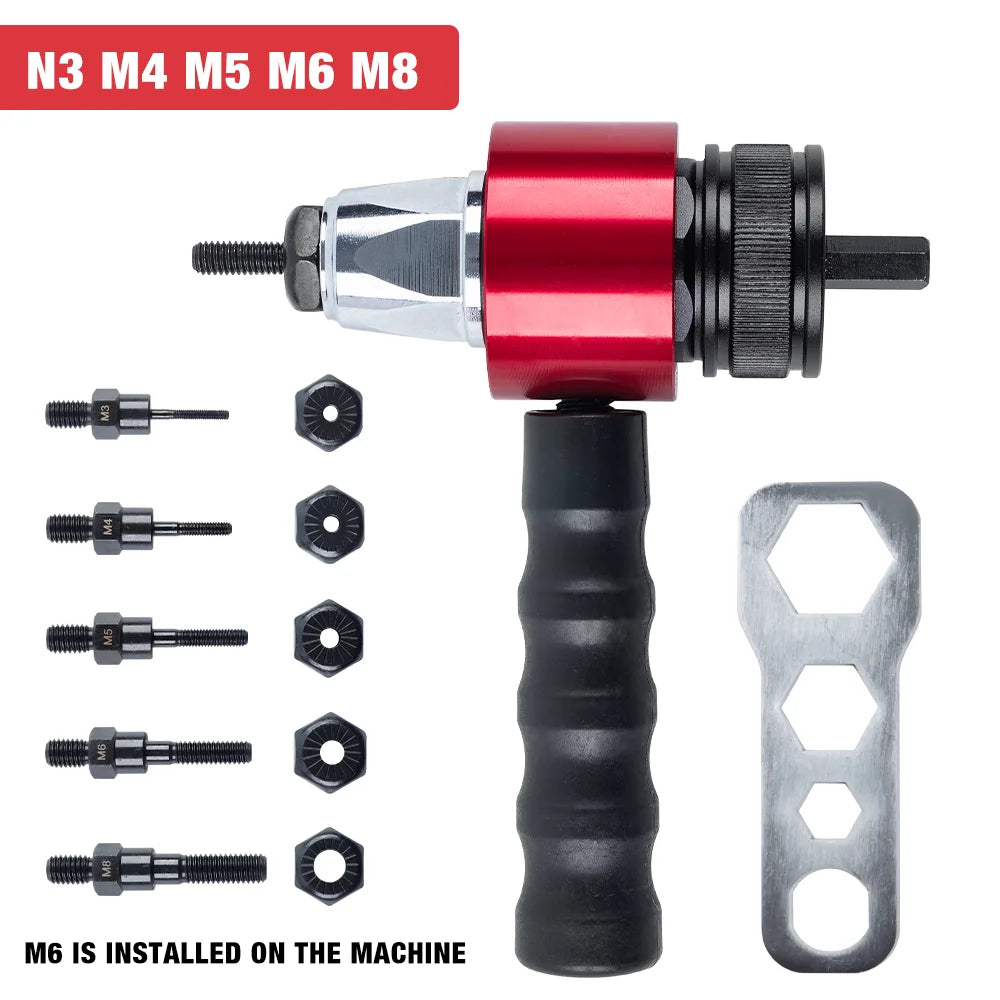 Electric Rivet Nut Gun Converter – M3–M8 Industrial Riveting Tool Attachment