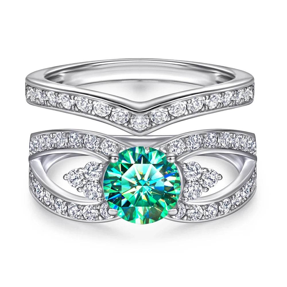 1ct Green Moissanite Double Ring - SnaggIt