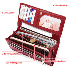 Genuine Leather RFID Long Wallet