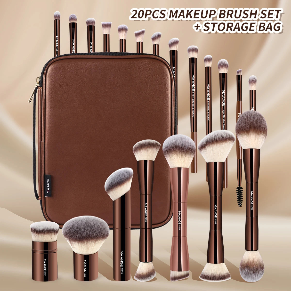 Pro Makeup Brush Kit 20pcs Brushes with Storage Bag