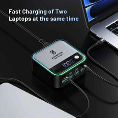GaN USB-C 8-Port Mini Desktop Charger | Ambient LED 4× 100W PD PPS Fast Charger Laptop Phone