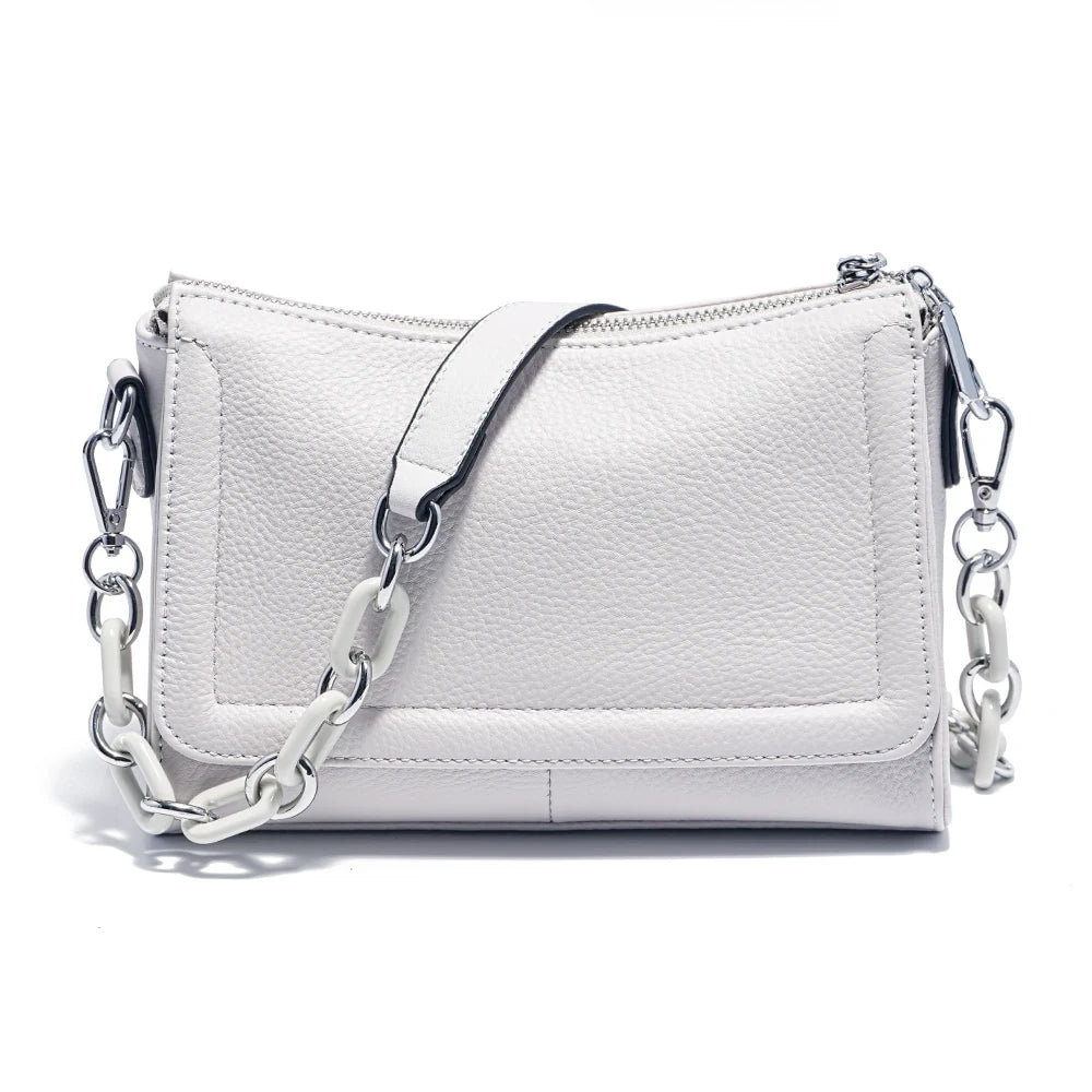 Soft Leather Acrylic Chain Handbag – Luxury Small Top-Handle Underarm & Crossbody Shoulder Bag for Women