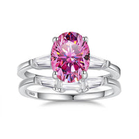2ct Pink Oval Moissanite Ring Set - SnaggIt