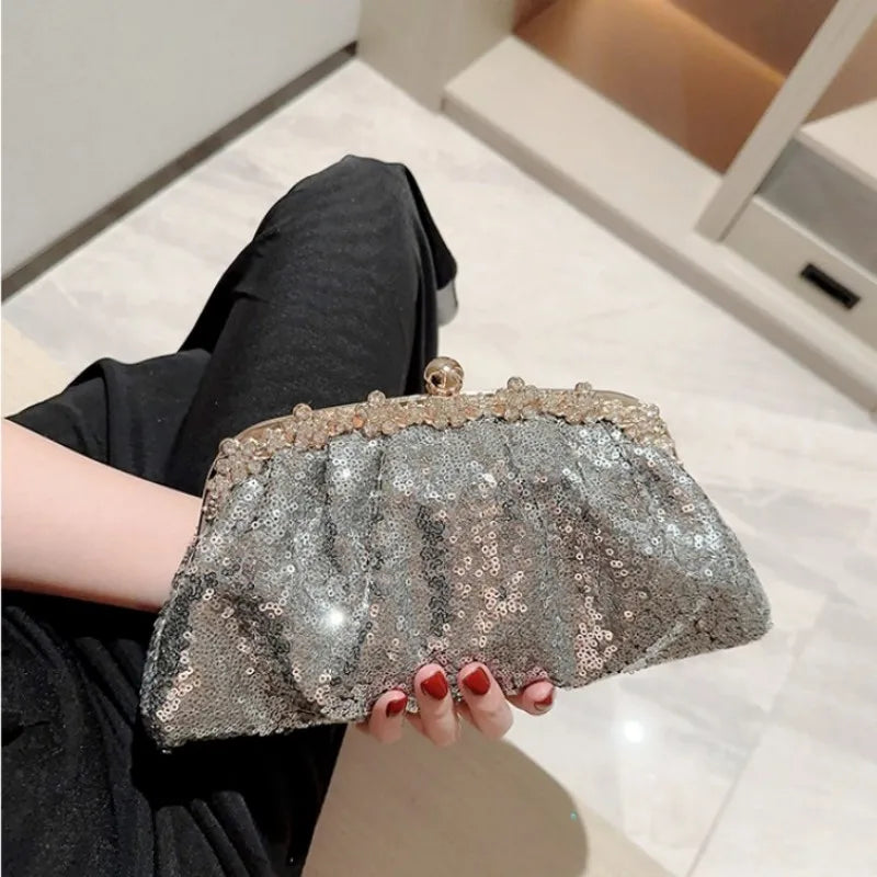 Luxy Moon Dark Blue Sequin Evening Clutch