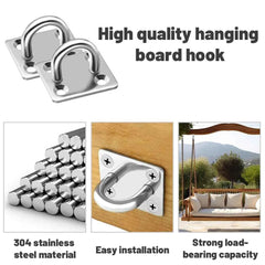 304 Stainless Steel Heavy-Duty Ceiling Hook | U-Shaped Square Gasket Hook for Yoga Hammock Bracket