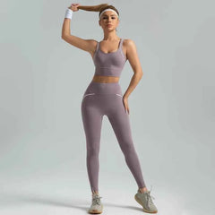 Women's 2-Piece Cross Strap Yoga Set | High Waist High-Elasticity Sports Bra Fitness Tracksuit