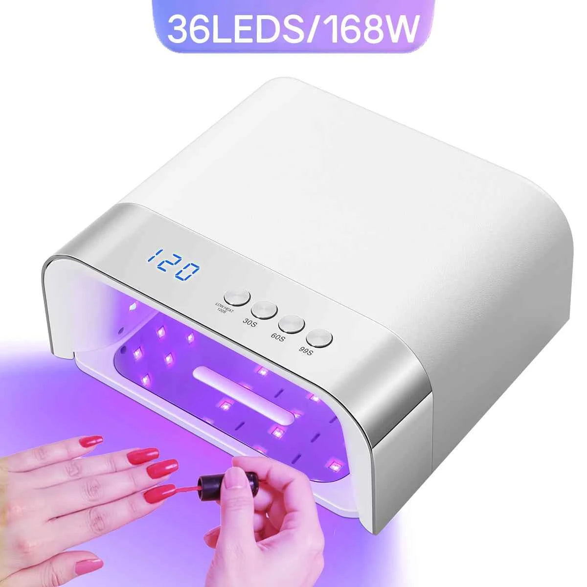 Professional 168W High Efficiency UV/LED Nail Dryer – 36-Bead Smart Sensing Salon Station