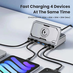 160W GaN 7-in-1 USB Charging Station | Wireless + 65W 45W PPS PD Fast Charger MacBook iPad iPhone Samsung