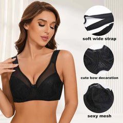 Plus Size Floral Lace Minimizer Bra | Underwire Full Coverage Lifting Support