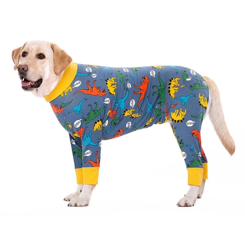 Dog Pyjama Jumpsuit for Medium & Large Dogs – Cosy Full-Cover Belly Recovery Suit (Cuttable Panel)