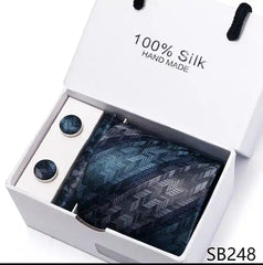 Solid Colour Necktie with Matching Handkerchief & Cufflinks - SB248 - Others In Fashion