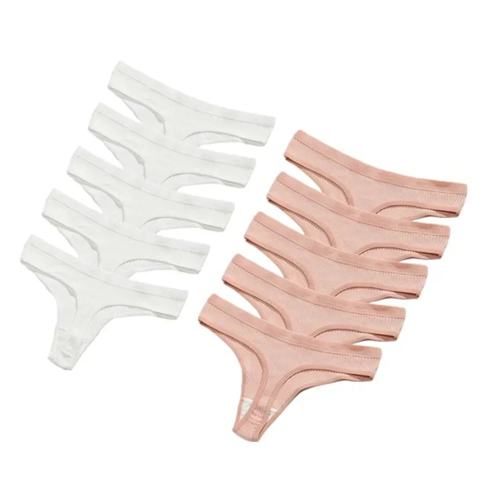 Seamless Cotton G-String 10-Pack | Breathable Thong Solid Colour Plus Size Women's Underwear