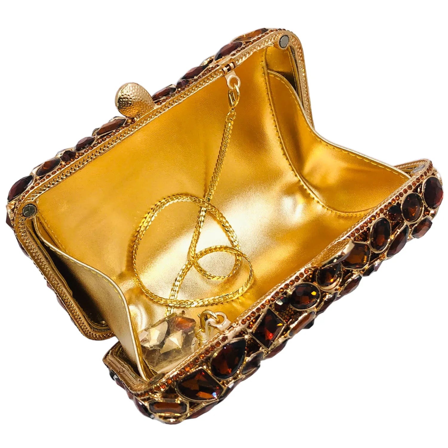 Brown Crystal Evening Clutch