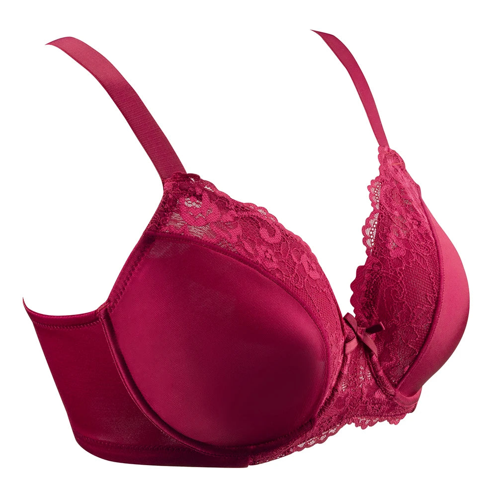 Floral Lace Minimizer T-Shirt Bra | Underwire Full Coverage Non-Padded Unlined