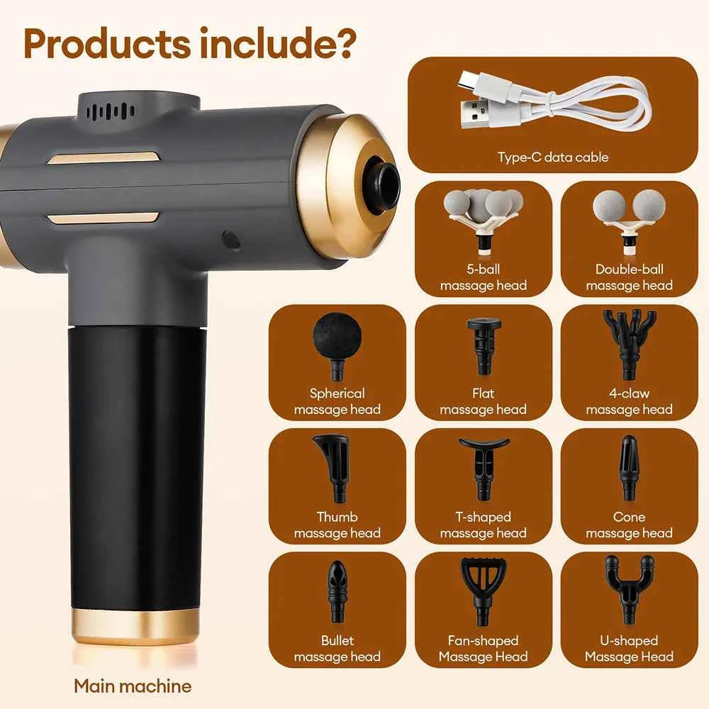 11 in 1 Fascia Massage Gun – 99 Level Deep Tissue Muscle Recovery Device