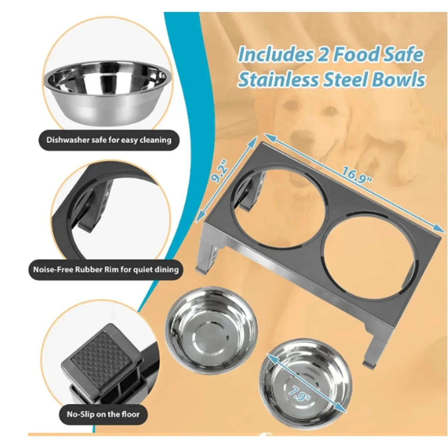 Elevated Adjustable Raised Pet Bowl Stand by Snagg A Feeder