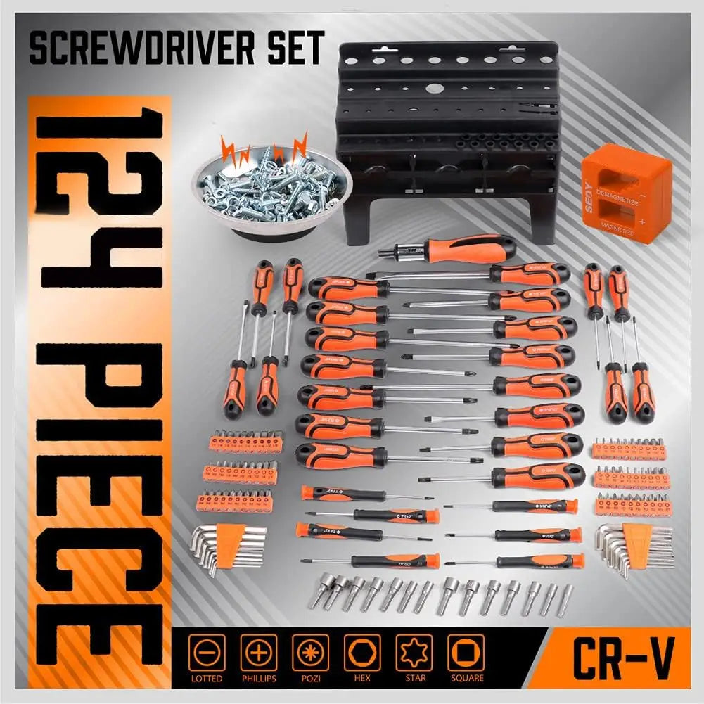124-Piece Magnetic Screwdriver & Tool Set