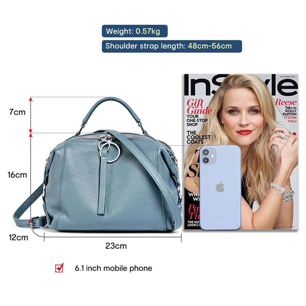 Genuine Cowhide Leather Pillow Bag – Women's Designer Crossbody & Top Handle Shoulder Satchel Shopper