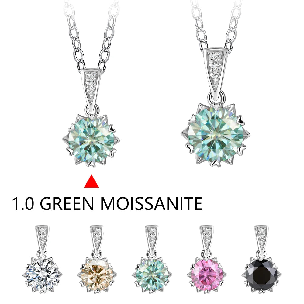 1 Carat Round Brilliant Moissanite Pendant Necklace