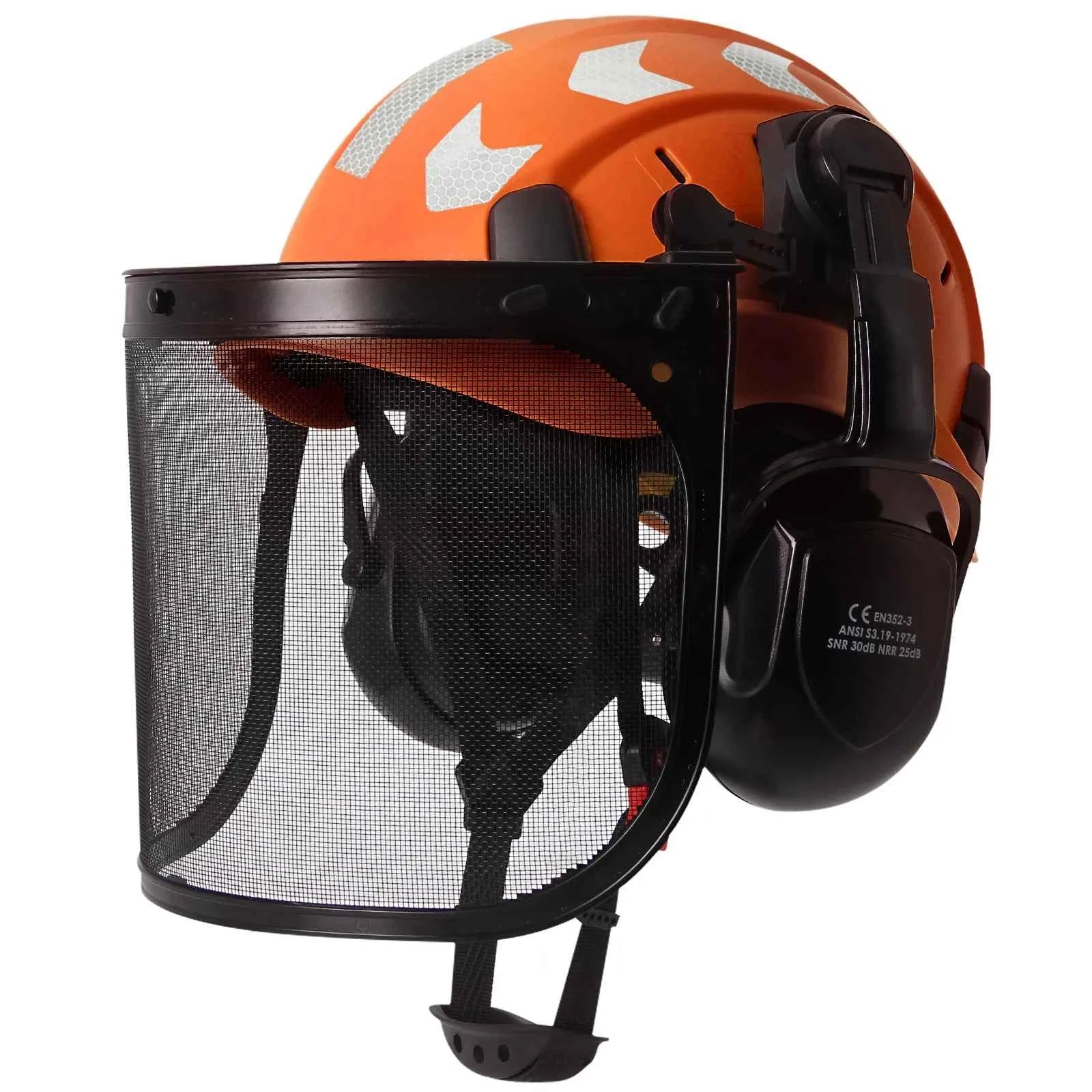 Forestry safety helmet with full face mesh shield and earmuffs – image 1