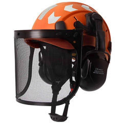 Forestry safety helmet with full face mesh shield and earmuffs – image 1