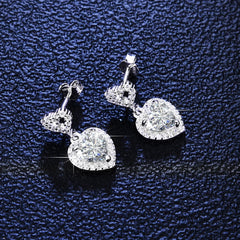 2CT Pink Heart Moissanite Drop Earrings