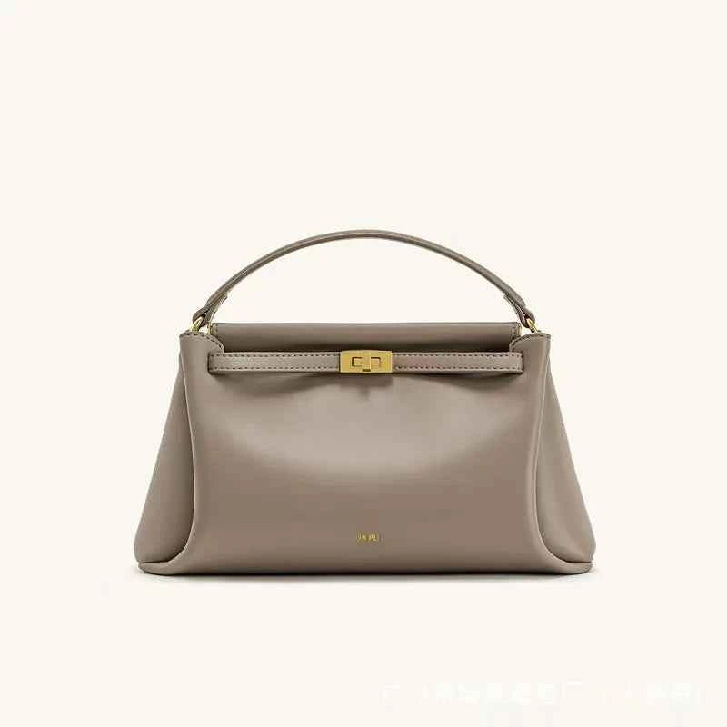 French-Style Snap Closure Women's Crossbody Bag – Small Exclusive High-End Genuine Leather Shoulder Bag