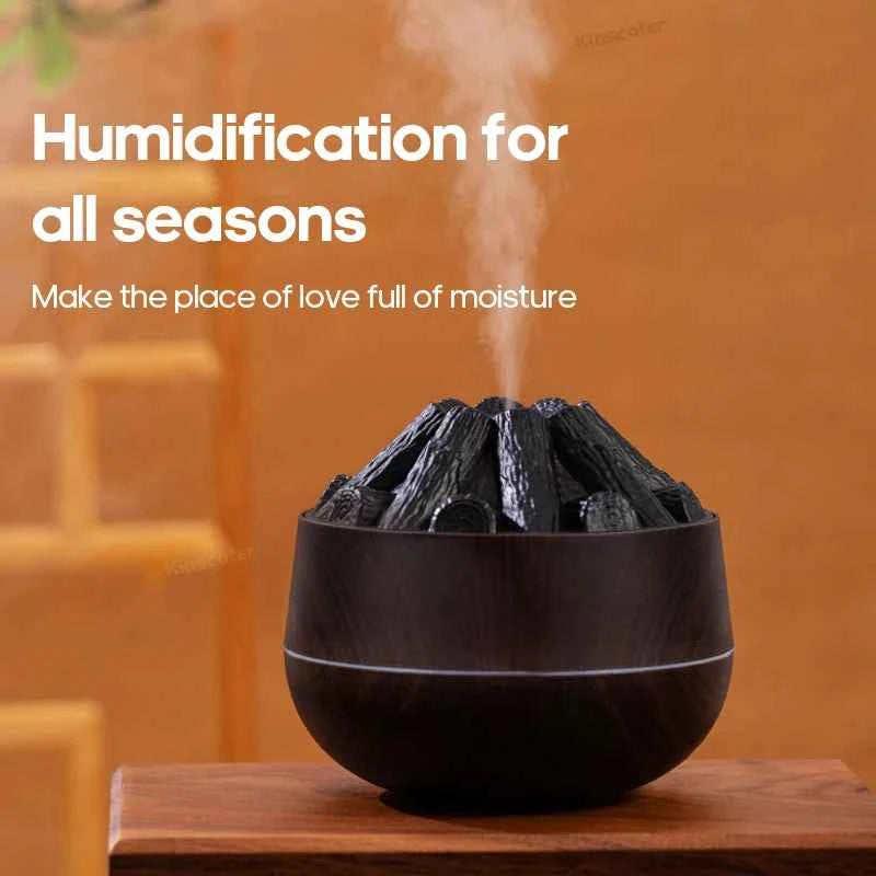Ultrasonic Charcoal Flame Aroma Humidifier – 300ml