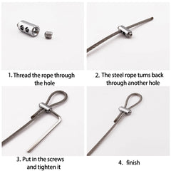 Steel Wire Rope Clamps 1–3mm Double Hole | Suspension Cable Clip Screw Adjustment Telescopic Lock 10pcs