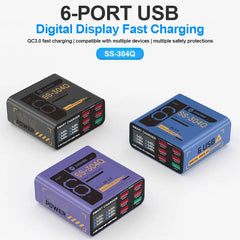 SS-304Q 6 port Usb Digital Display Fast Charge by Snagg A Charging Station