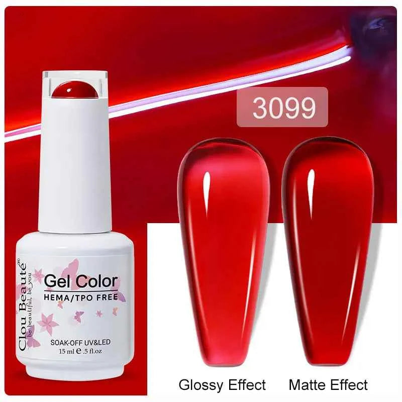 Professional 15ml HEMA & TPO Free Gel Polish – High-Performance Red & Multi Tone Semi Permanent Varnish