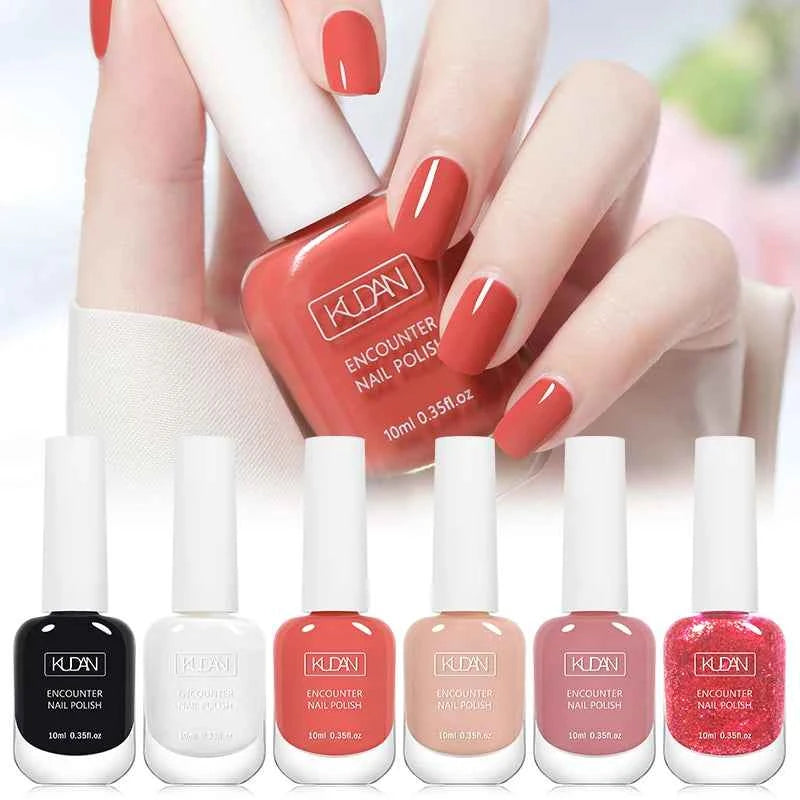 Essential 6 Piece Water-Based Nail Polish Collection – 10ml Nude, Red & Pink Peel Off Air Dry Kit