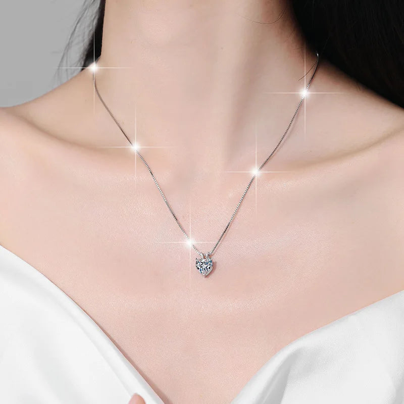 2ct Green Moissanite Heart Necklace