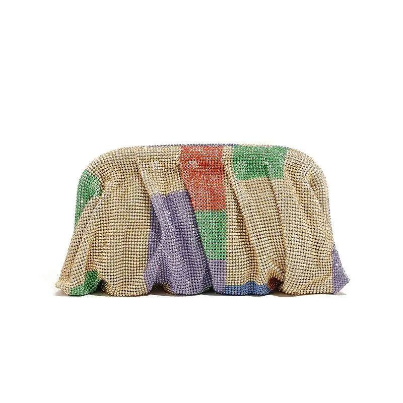 Shiny Rhinestone Crystal Fold Evening Clutch