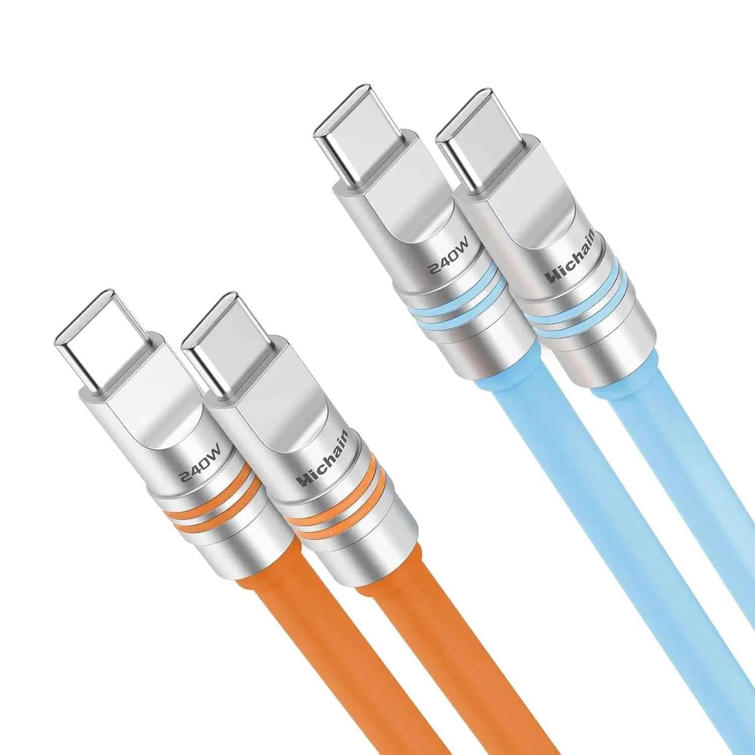 2-Pack USB-C to USB-C 240W PD Cable | Liquid Silicone Zinc Alloy Fast Charging for iPhone Laptop Tablets