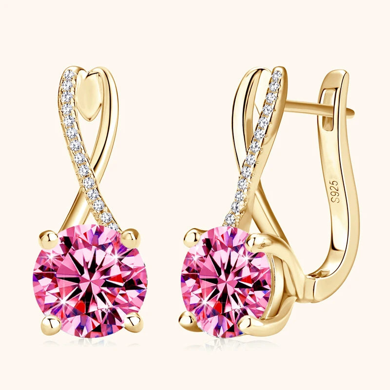 4CT Pink Moissanite Earrings