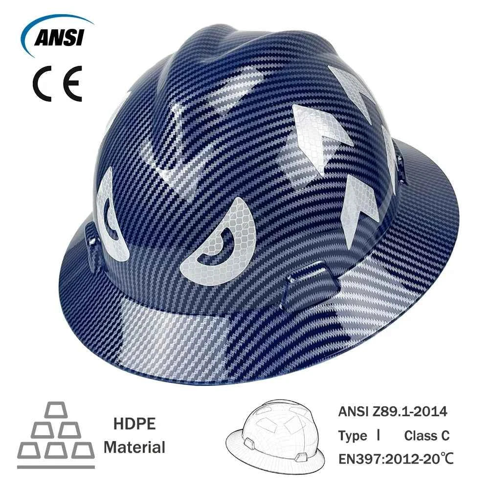 Full brim construction safety helmet with reflective stickers – image 3