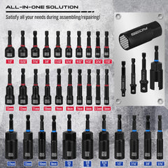 80 Pcs Premium Magnetic Impact Nut Driver Set – Metric & SAE with Socket Adapters, Bit Holder, Wing Nut Driver & Power Bits