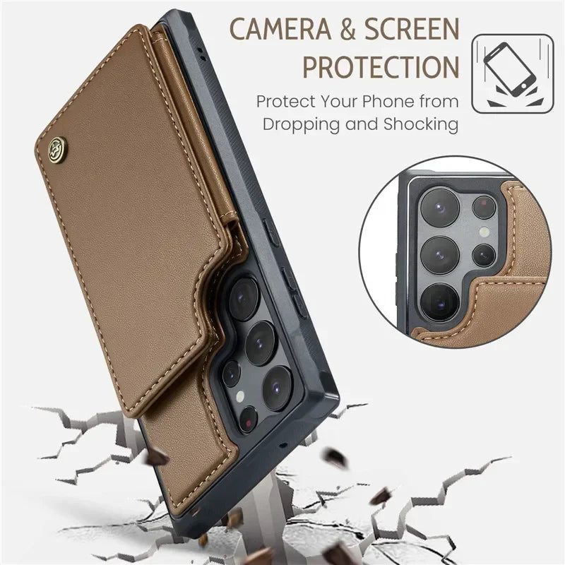 Luxury Leather Wallet Card Case – Samsung Galaxy S24 Series - Phone Cases & Covers