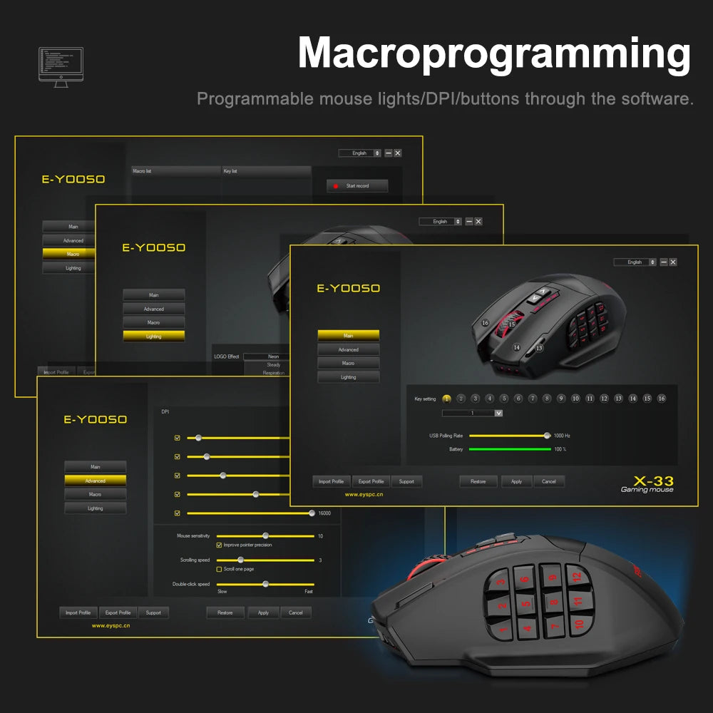 Wireless RGB Gaming Mouse 2.4G USB Connection & 16,000 DPI Optical Sensor for PC & Laptop by Snagg A Gaming Mouse