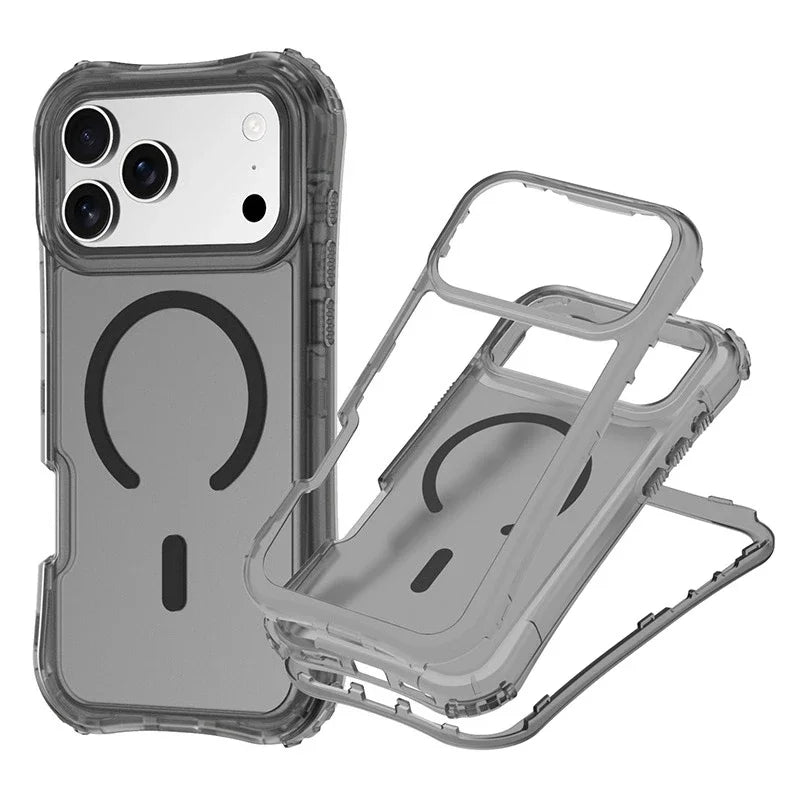 Shockproof Armor 3 in 1 Magnetic Case with Wrist Strap – for iPhone 16 Series - Phone Cases & Covers